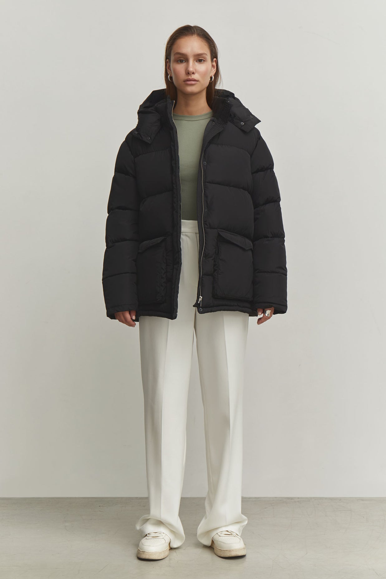Boyfriend style winter jacket in blue