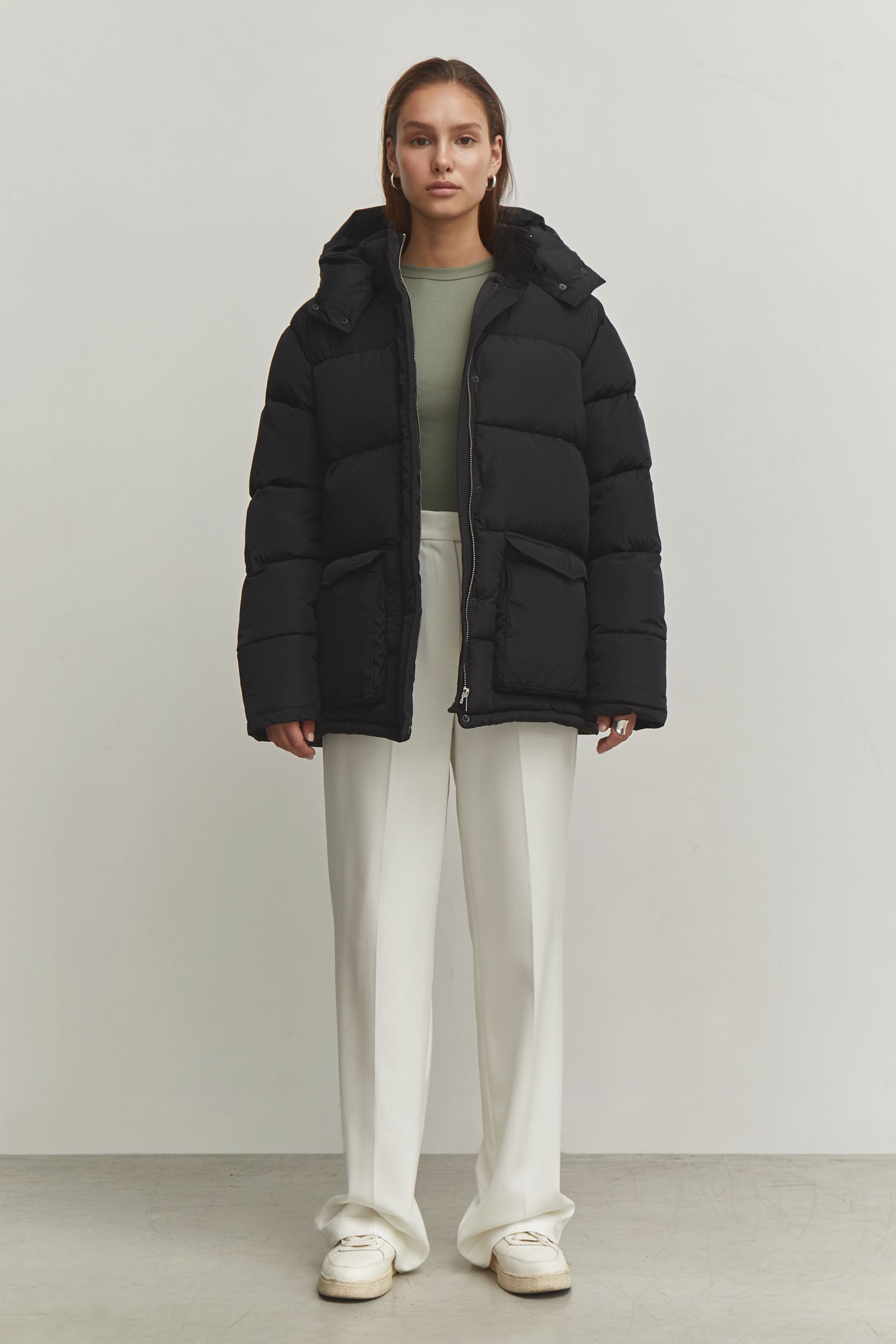 Boyfriend style winter jacket in blue