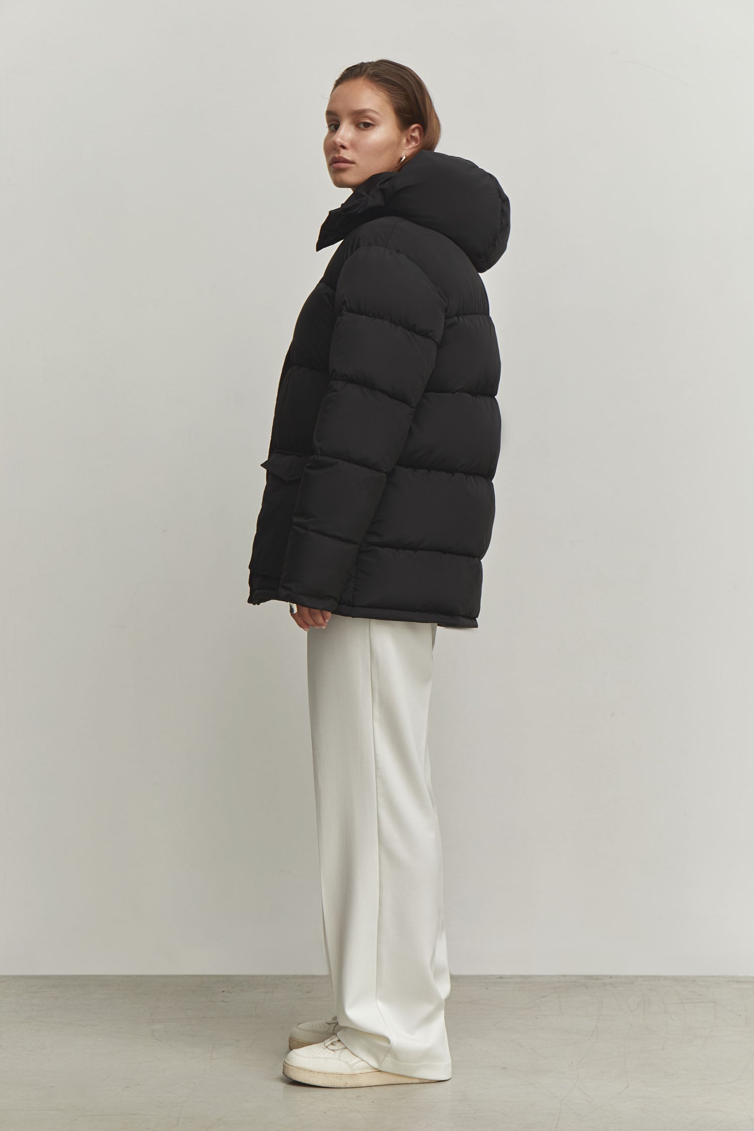 Boyfriend style winter jacket in blue