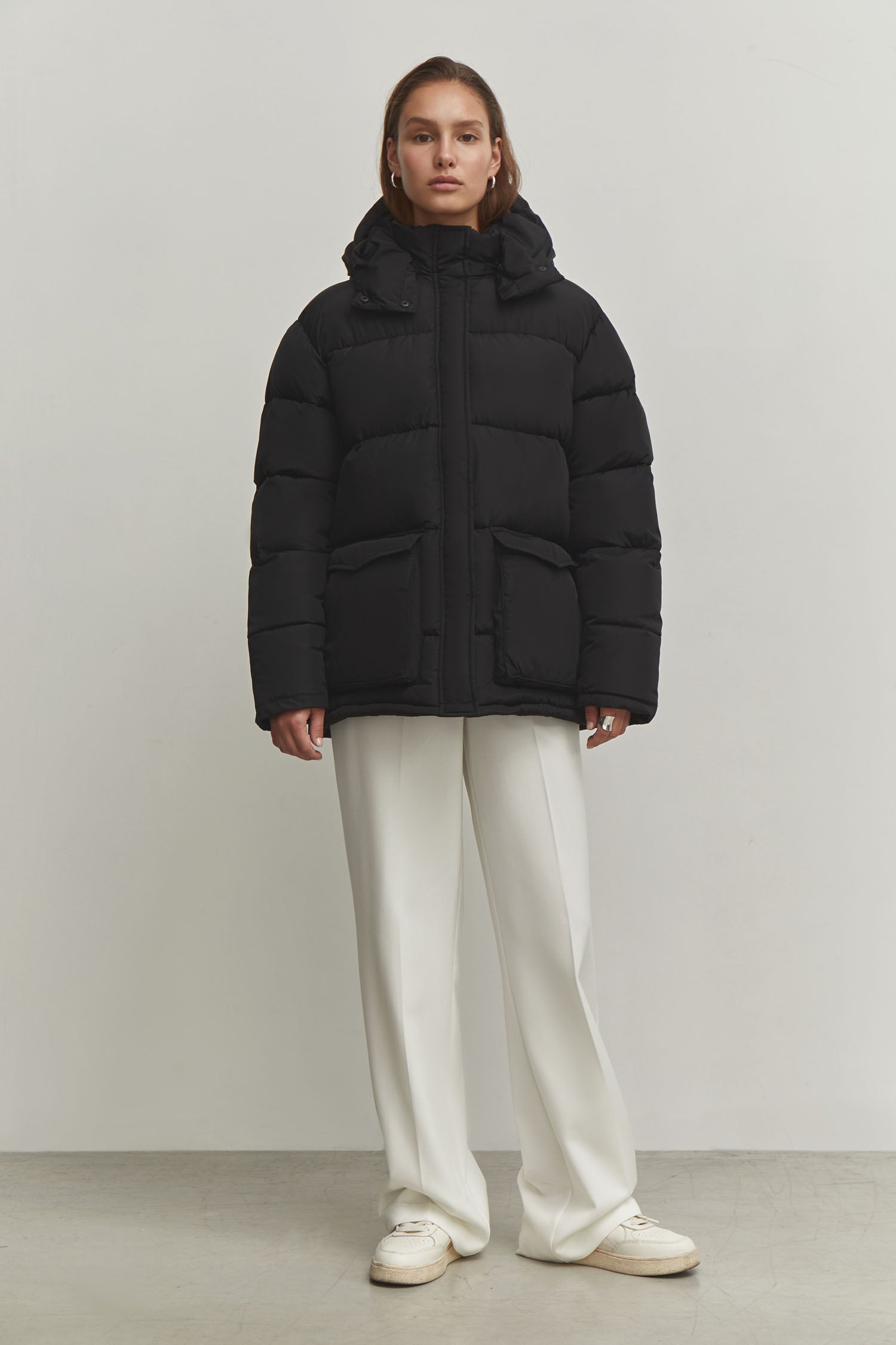 Boyfriend style winter jacket in blue