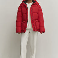 Boyfriend style winter jacket in red