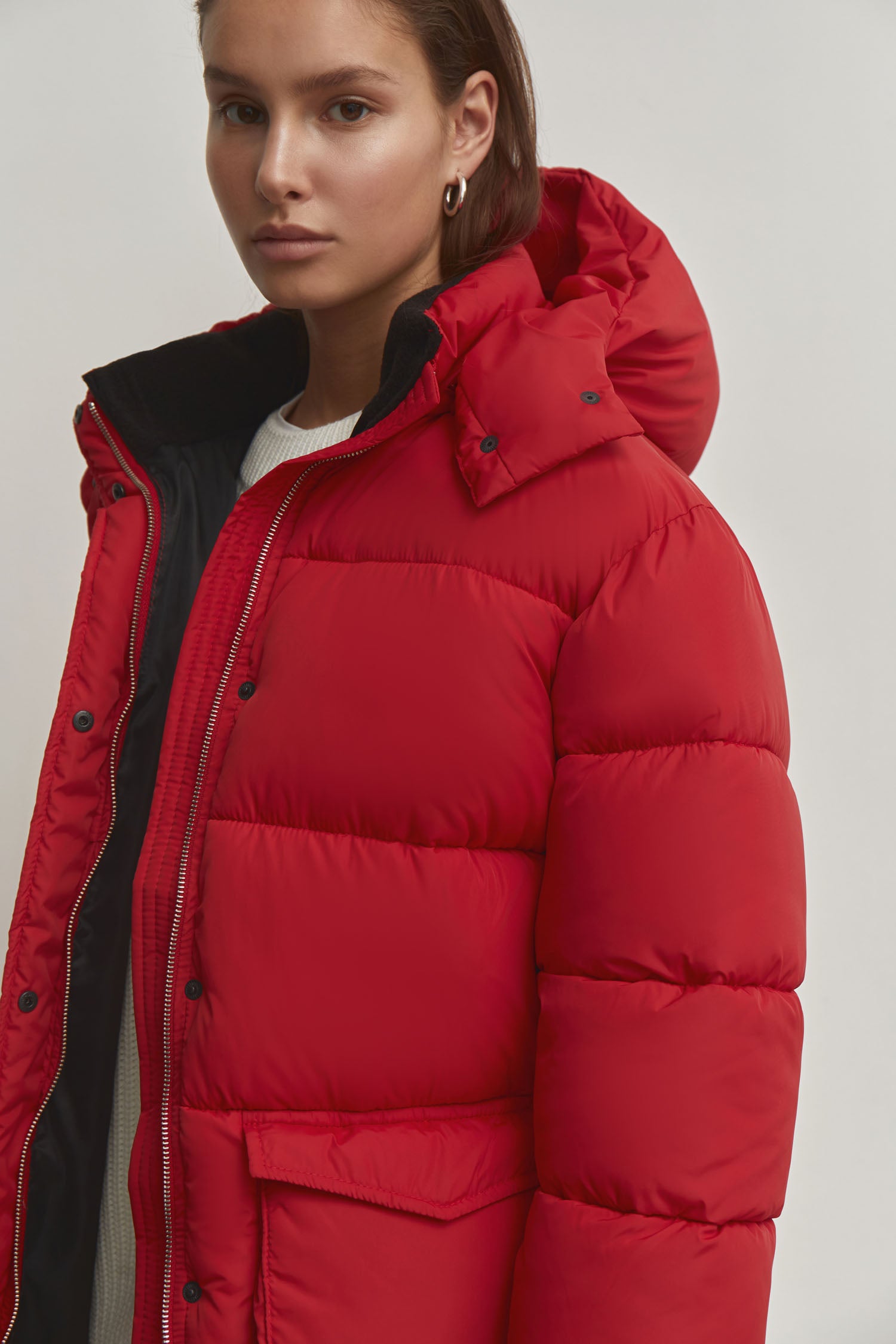 Boyfriend style winter jacket in red