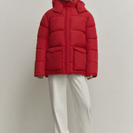 Boyfriend style winter jacket in red