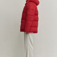 Boyfriend style winter jacket in red