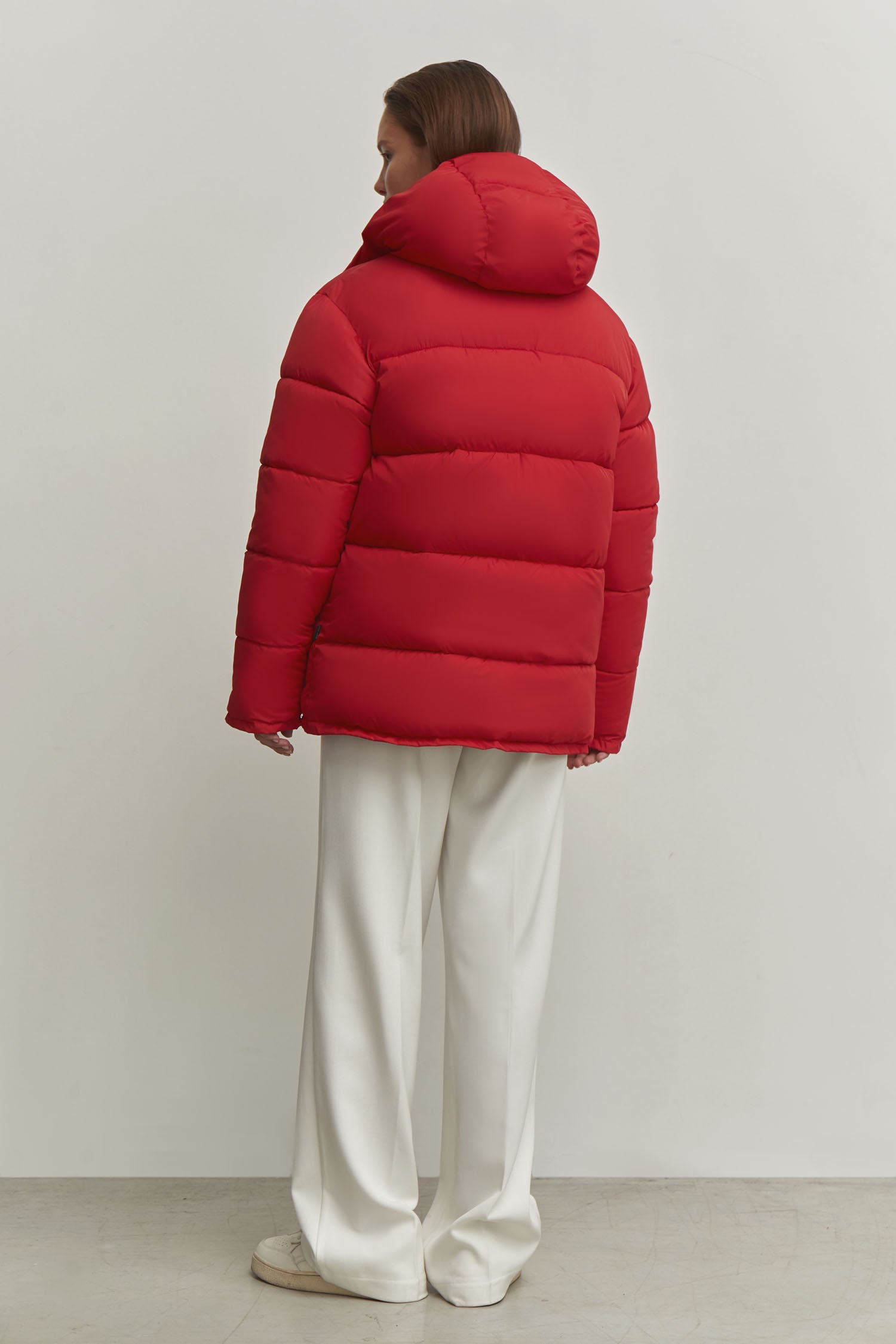 Boyfriend style winter jacket in red