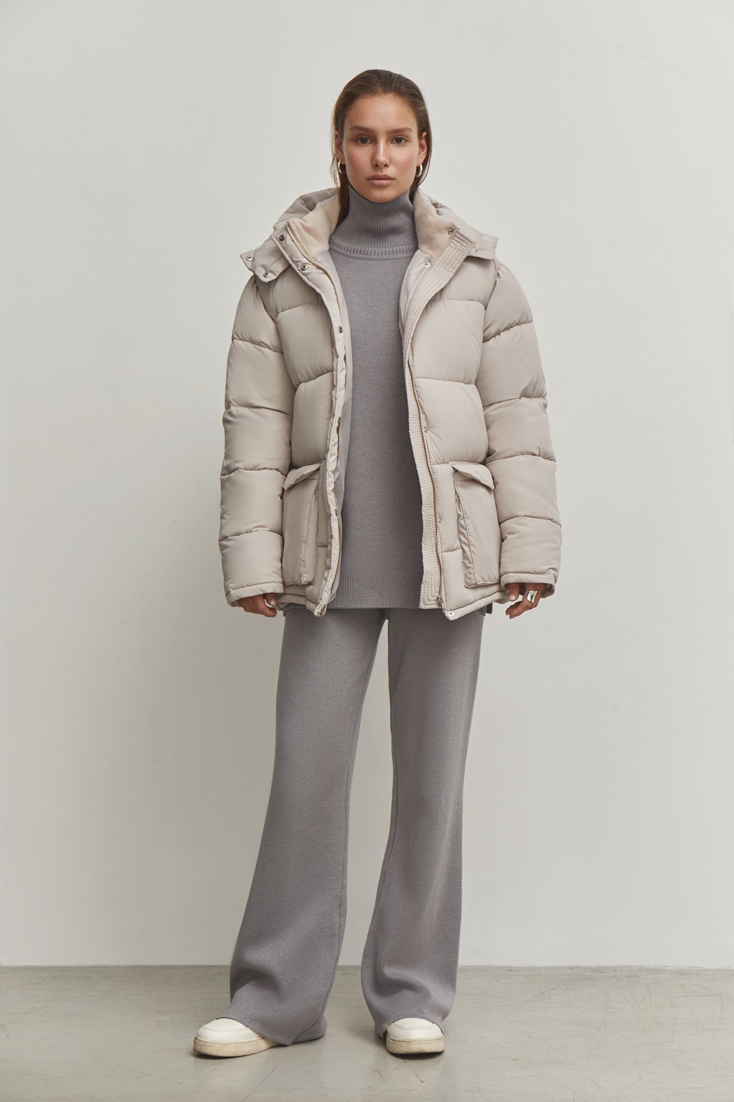 Boyfriend style winter jacket in red