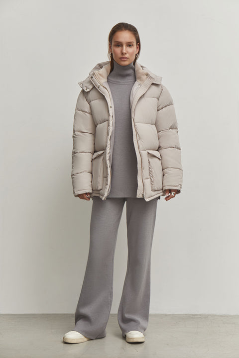 Boyfriend style winter jacket in red