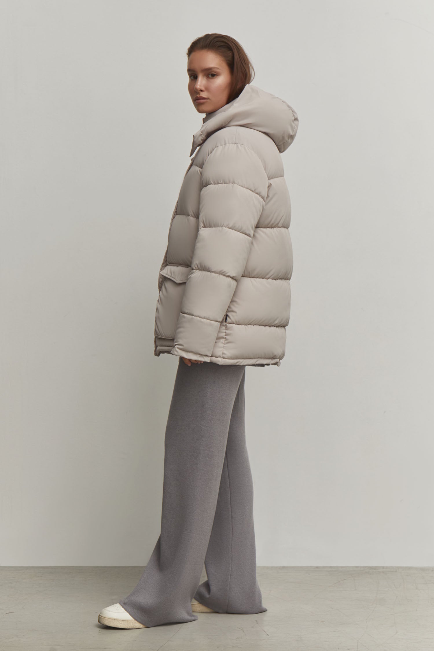 Boyfriend style winter jacket in red