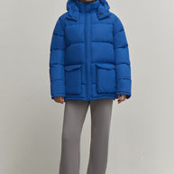 Boyfriend style winter jacket in blue