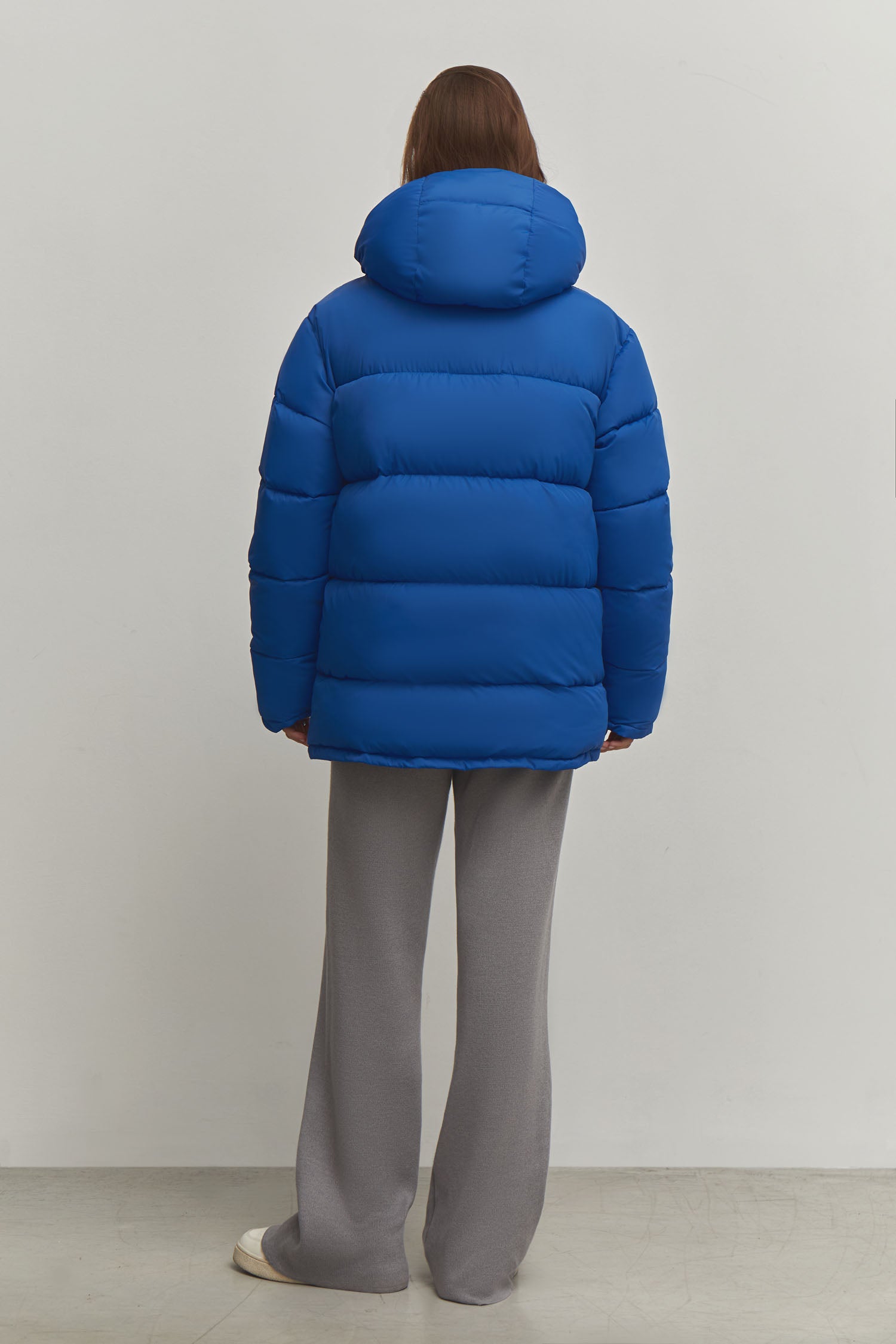 Boyfriend style winter jacket in blue