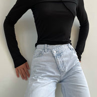 Longsleeve textured in black/gray