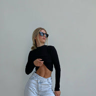 Longsleeve textured in black/gray