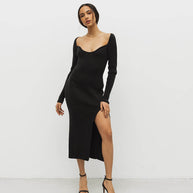 Jersey midi dress with cut