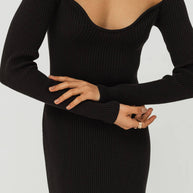 Jersey midi dress with cut