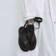 Leather sandals with belt