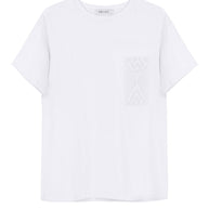 Oversized t-shirt with embroidery decoration in blue/white
