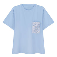 Oversized t-shirt with embroidery decoration in blue/white