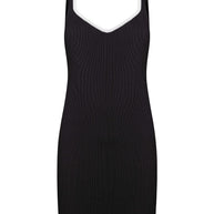 Knitted mini dress with edging in orange/black