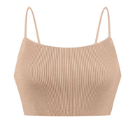 Short knitted top with thin straps
