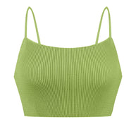 Short knitted top with thin straps