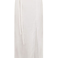 Linen midi skirt with cut