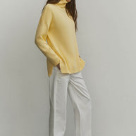 Knitted sweater in green/yellow