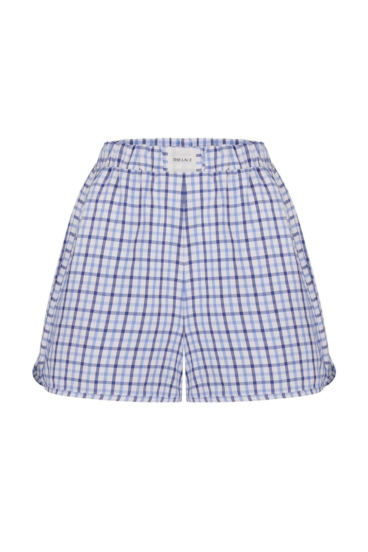 Oversized cotton shorts in blue check (eco)