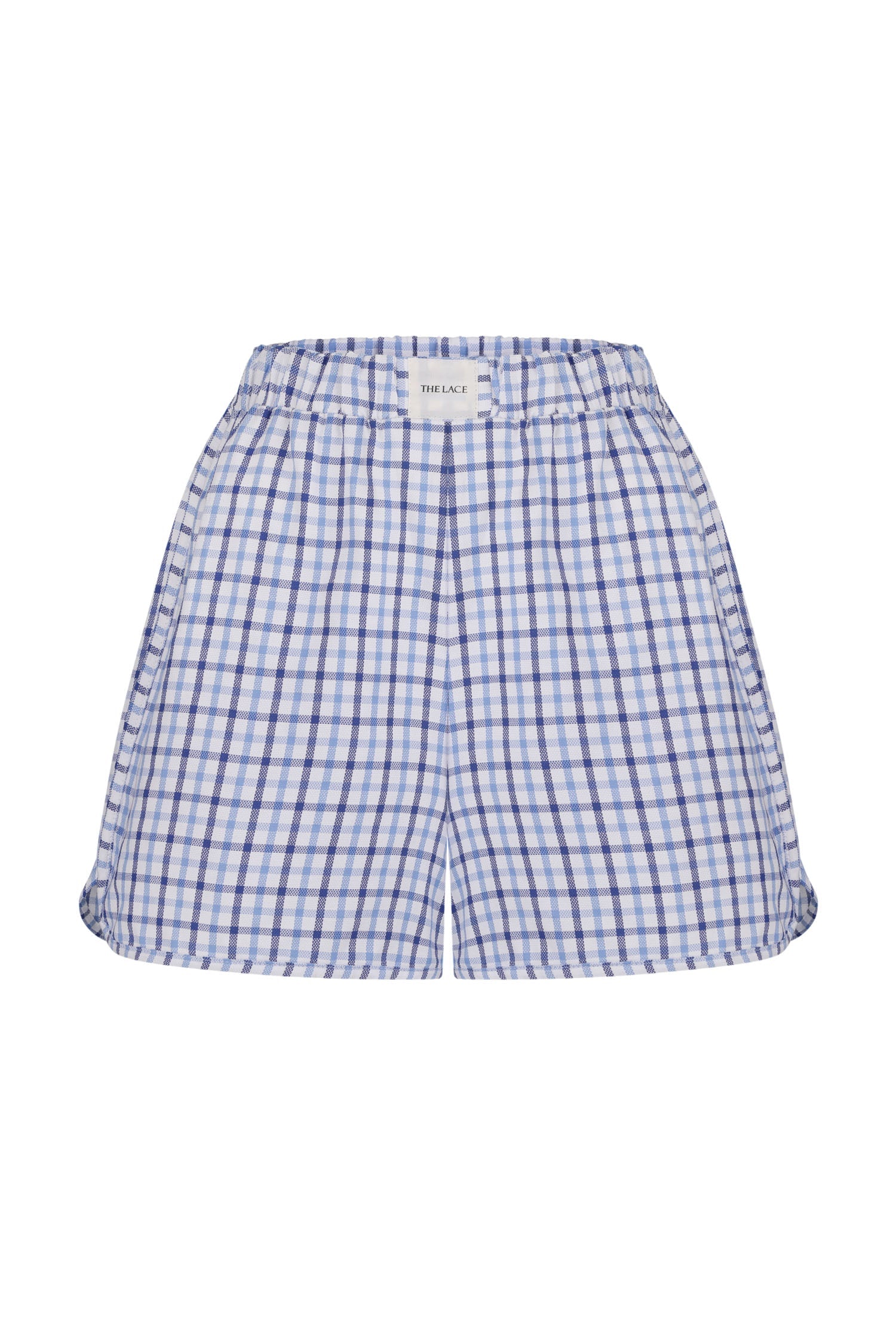 Oversized cotton shorts in blue check (eco)