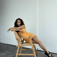Jersey mini dress with drawstrings