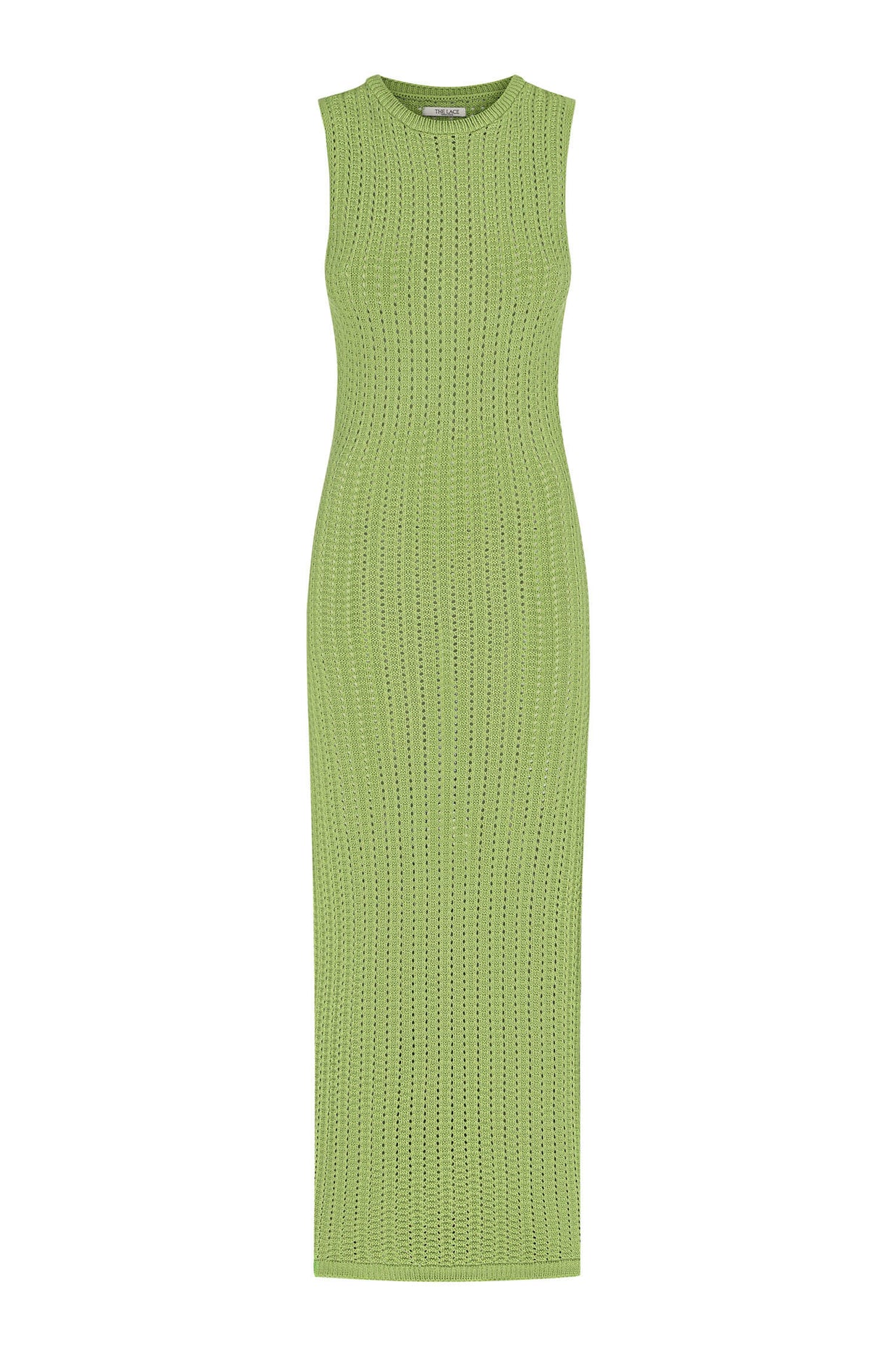 Knitted maxi dress in orange/green