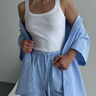 Light cotton shorts with drawstring