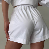 Light cotton shorts with drawstring