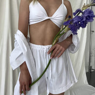Light cotton shorts with drawstring