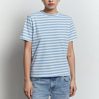 Relaxed fit t-shirt with stripes in blue/black