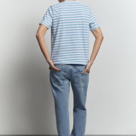 Relaxed fit t-shirt with stripes in blue/black