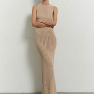 Knitted maxi dress in nude