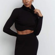 Knitted longsleeve top with notched neck
