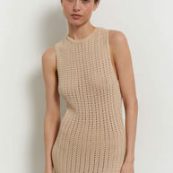Knitted maxi dress in nude