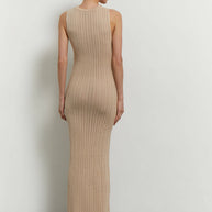 Knitted maxi dress in nude