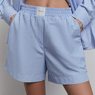 Wide cotton shorts with stripes