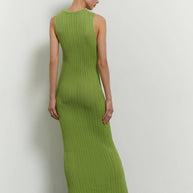Knitted maxi dress in orange/green