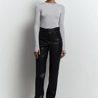 Faux leather pants in black