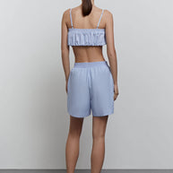 Wide cotton shorts with stripes