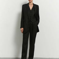 Linen blazer with thin belt