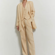 Linen blazer with thin belt