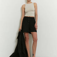 Oversized linen shorts with buttons