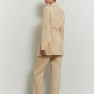 Linen blazer with thin belt