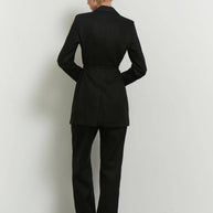 Linen blazer with thin belt