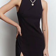 Midi sheath dress with a slit
