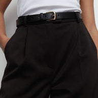 Leather belt with gold buckle